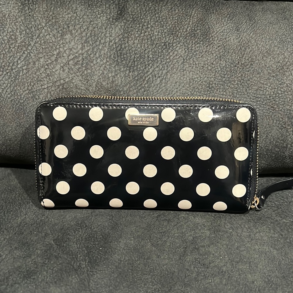 Kate Spade black and white polka dot wallet